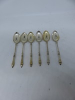 6 Gold-plated silver mocha spoons with a spongy end