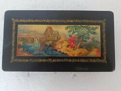 Vintage Russian fairy tale lacquer box mstera devil