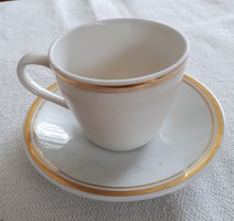 Cappuccino cup and saucer with double gold stripe