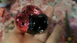 New, nostalgia ornament made of glass, in very nice condition. About 6 cm ladybug.