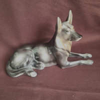 Hollóháza porcelain German shepherd dog statue
