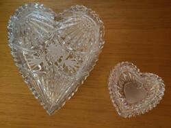 Szív alakú öntött üveg? ékszertartó /cukorkás 2 db