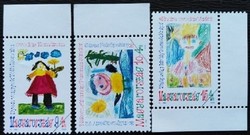 M4149-51s(z) / 1992 for youth - children's drawings stamp set postal clean sample stamps between curved corners
