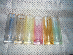 6 db kissé lüszteres retro   üvegpohár-cső pohár  13 cm (500 Ft/ db)