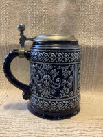 Marked ceramic tin lid half liter beer mug