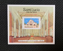 1986. St Lucia katolikus templom bélyeg blokk F/8/11