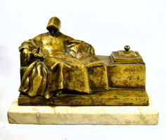 Anonymous bronze inkstand - statue after Miklós Ligeti (1871-1944) !