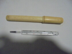 Old Russian mercury thermometer in plastic case