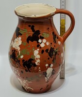 Popular, black, green, white splashed glaze spots, light brown glazed ceramic milk jug (3004)