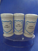 3 porcelain apothecary jars
