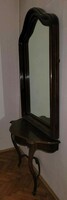 From HUF 1! Antique, huge, 100-130 year old wooden framed mirror, plus a table! Nice polished wood!