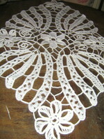 Beautiful white sewn lace tablecloth