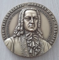 300 Years of Coimbra University 1699-1999 Pombaline Reform Copper or Bronze Plaque 8 cm Signed by S. Machadg