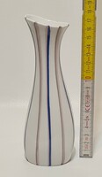 Aquincumi kék, szürke, rózsaszín csíkos kis porcelán váza (3002)