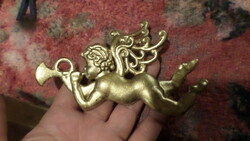 13 cm-es , aranyszínű , műanyag angyalka / karácsonyfadísz .