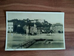 Passau, Pulverturm torony az Inn partján, fotó képeslap, postatiszta
