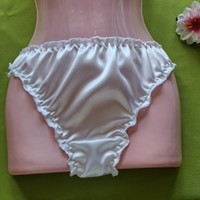 Fen024 - Brazilian thong satin panties l/44 - white