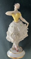 Antique Neapolitan porcelain ballerina with tulle skirt, 15 cm, damaged!