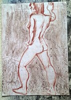 XX. Sz Hungarian graphic red chalk paper. Size: 42x58 cm. Without frame.