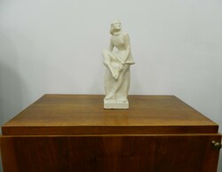 Marked Hungarian art deco female ceramic statue