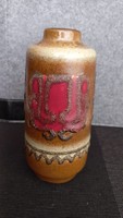 Retro fat lava embossed ceramic vase, marked