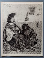 Eugène Delacroix “Juive d’Alger” (Algíri zsidónő) eredeti fametszet XIX. század
