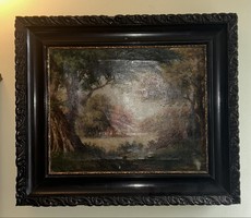 It starts from HUF 1! Andor Heller oil painting! Landscape! Size 40x50cm, plus frame!