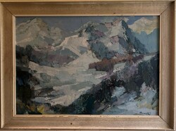 It starts from HUF 1! Beautiful oil painting, high Tatras! Featured, unknown artist! 42X60cm plus frame!