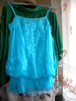 Silk blouse turquoise blue, 100% silk new