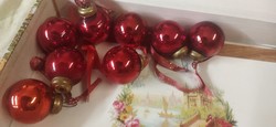 Karácsonyi réz kupakos üveg dísz biedermeier jellegű gömb