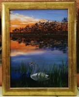 Cinnabar - alone (30 x 40, oil, fabulous, antique, in new frame)