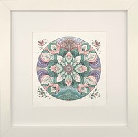 Health mandala: spring awakening - silk wall picture