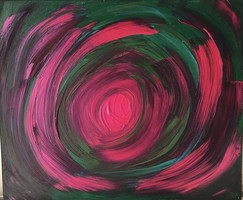 Red vortex 55x46cm unique contemporary canvas picture