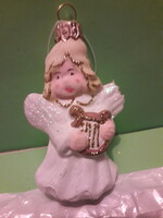 Gyönyörű extra üveg figurális angyalka karácsonyfadísz hibátlan kézimunka