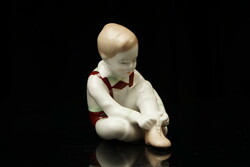 Old aquincum porcelain boy / figurine / retro old