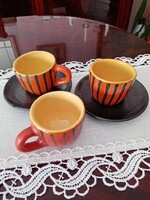 Retro  zalai - Tófej -  kerámia kávés készlethez:  csészék (3 db)  és csészealjak (2 db)