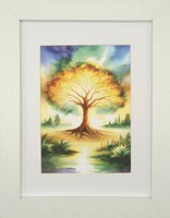 Tree of life: the power of light - silk wall/table picture