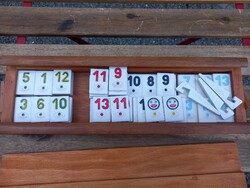 Midcentury retro board rummy in original wooden box, 