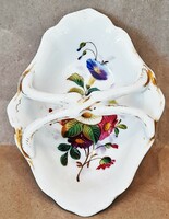 Beautiful 19th century antique hand-painted porcelain table salt shaker with flower pattern