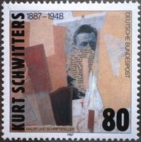 N1326 / Németország 1987 Kurt Schwitter festő és író bélyeg postatiszta