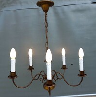 Flemish copper chandelier with 5 arms e
