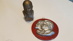 Lenin Sztálin plakett mellszobor szocialista relikvia