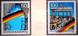 N1481-82II/ Németország 1990 A fal leomlásának 1. évfordulója blokk bélyegei postatiszta