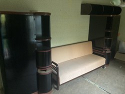 Renovated Hungarian art deco cabinets and sofa
