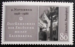 N1389 / Németország 1988 A Kristályéjszaka 50. évfordulója bélyeg postatiszta