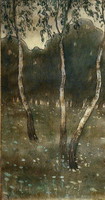 Aladár Kriesch of Körösfő (1863 - 1920): birch (Art Nouveau painting)