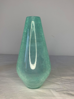 Karcagi fátyol üveg váza türkiz zöld színű