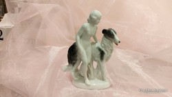 Fasold & stauch rare porcelain girl with Russian Greyhound