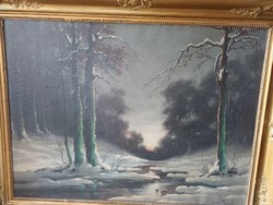 Kőrösi balogh - huge marked landscape oil / canvas - blondel frame