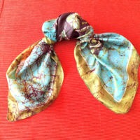 Egyptian silk scarf, cult pattern, hand hemmed (large)